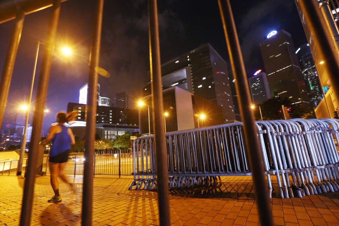 Barricades placed outside government offices in Central in preparation for the planned Occupy protests. Photo: Felix Wong
