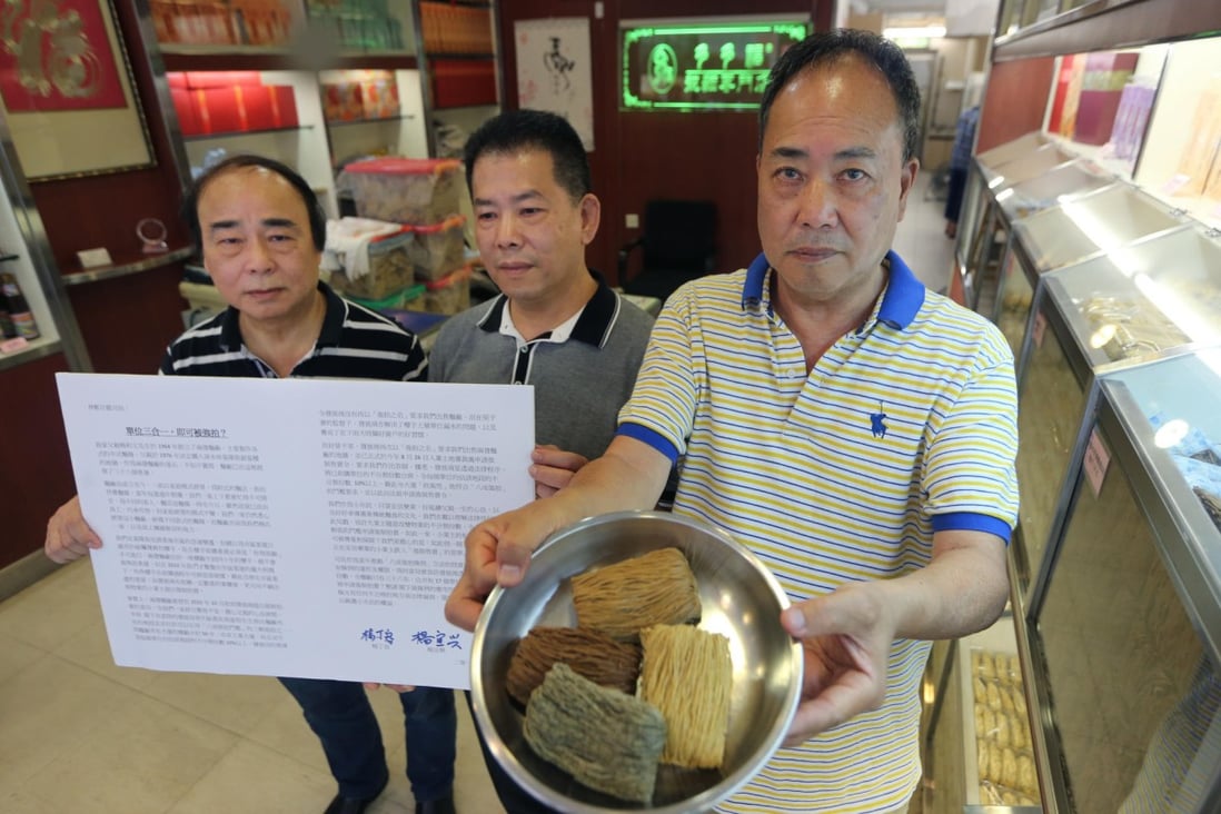 Owners (from left) Yeung Yee-hing, Yeung Ding-yung and Yeung Ding-yin want to save their long-standing business. Photo: David Wong