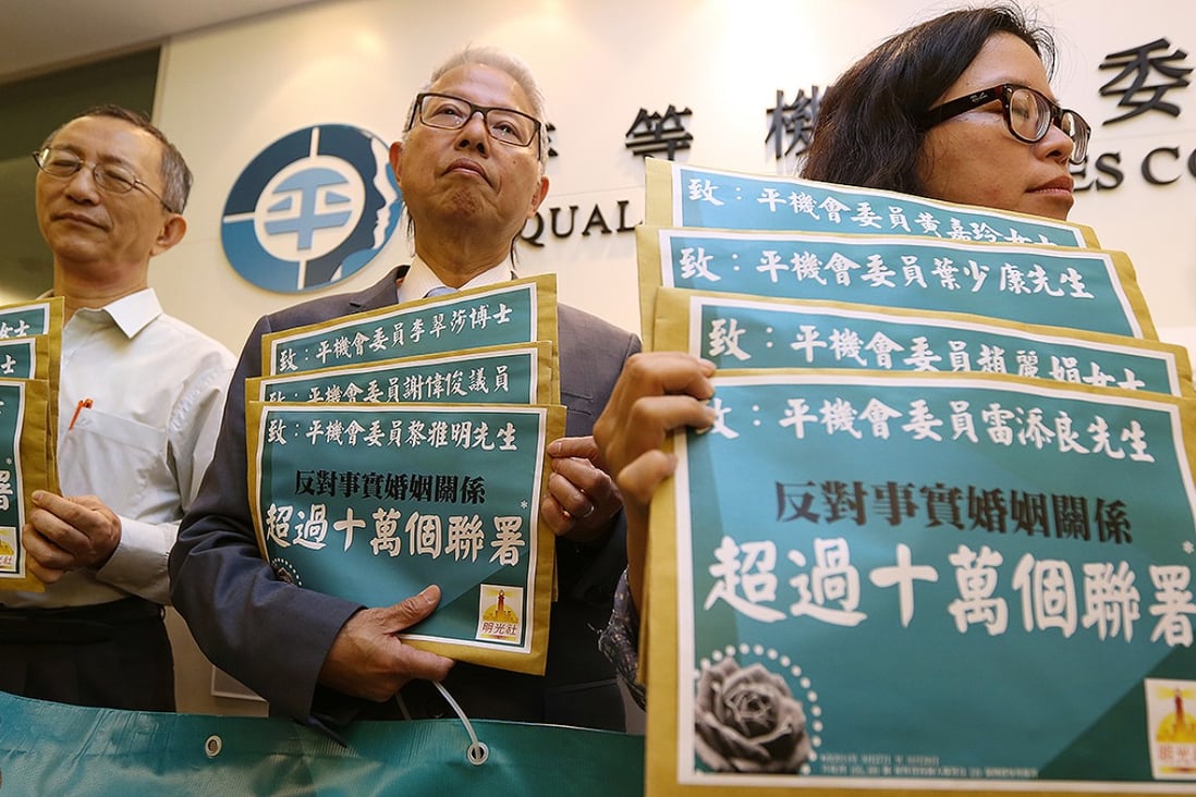 Members of The Society for Truth and Light to present more than 100,000 signatures to the Equal Opportunities Commission to oppose its move to redefine marital status. Photo: Nora Tam