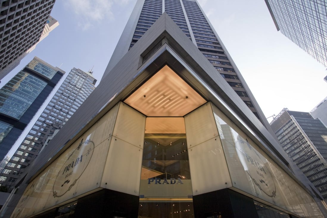 Shops in Central and Admiralty, such as Prada, say they have seen a heavy declines in sales owing to Occupy Central. Photo: Bloomberg