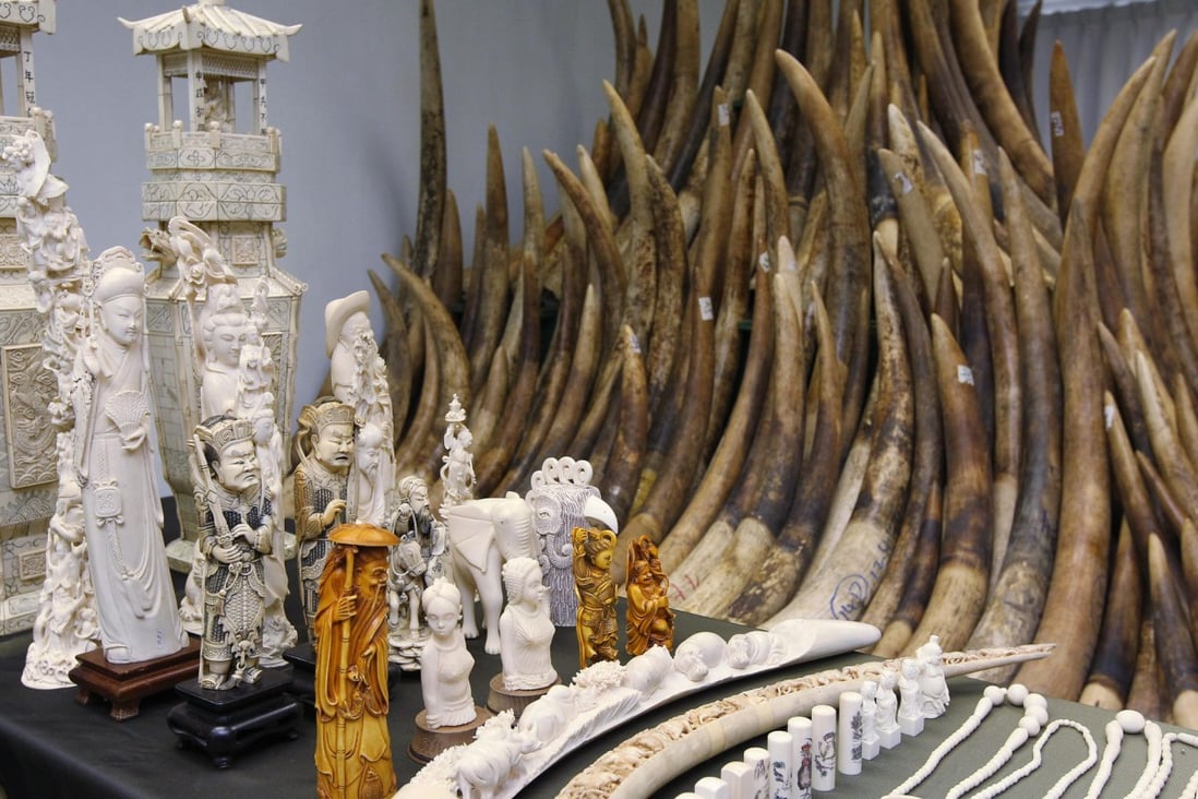 Hong Kong has destroyed 11.4 tonnes of its 29.6-tonne stockpile of confiscated ivory, including the products above. Photo: Felix Wong