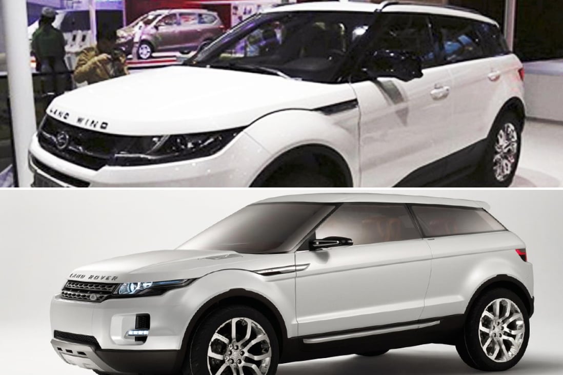 The mainland-produced LandWind X7 which is seen as a lookalike of the luxury sport-utility vehicle Evoque (top). Photos: SCMP Pictures