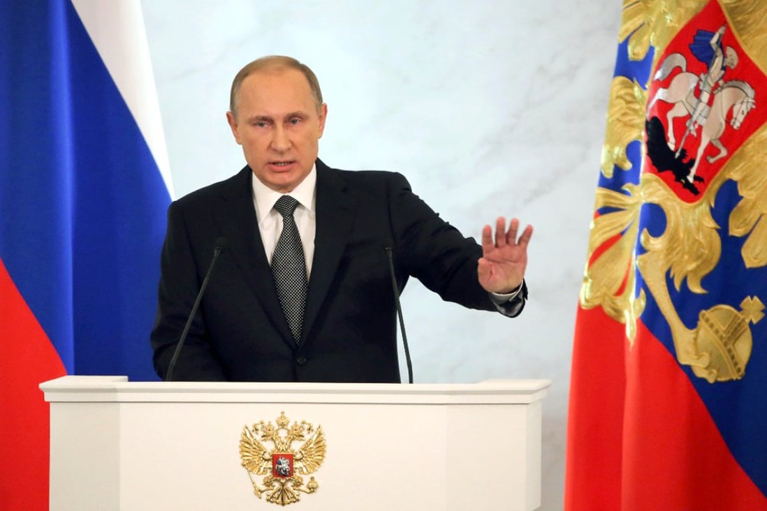 Russia's President Vladimir Putin addresses the Federal Assembly. Photo: Reuters