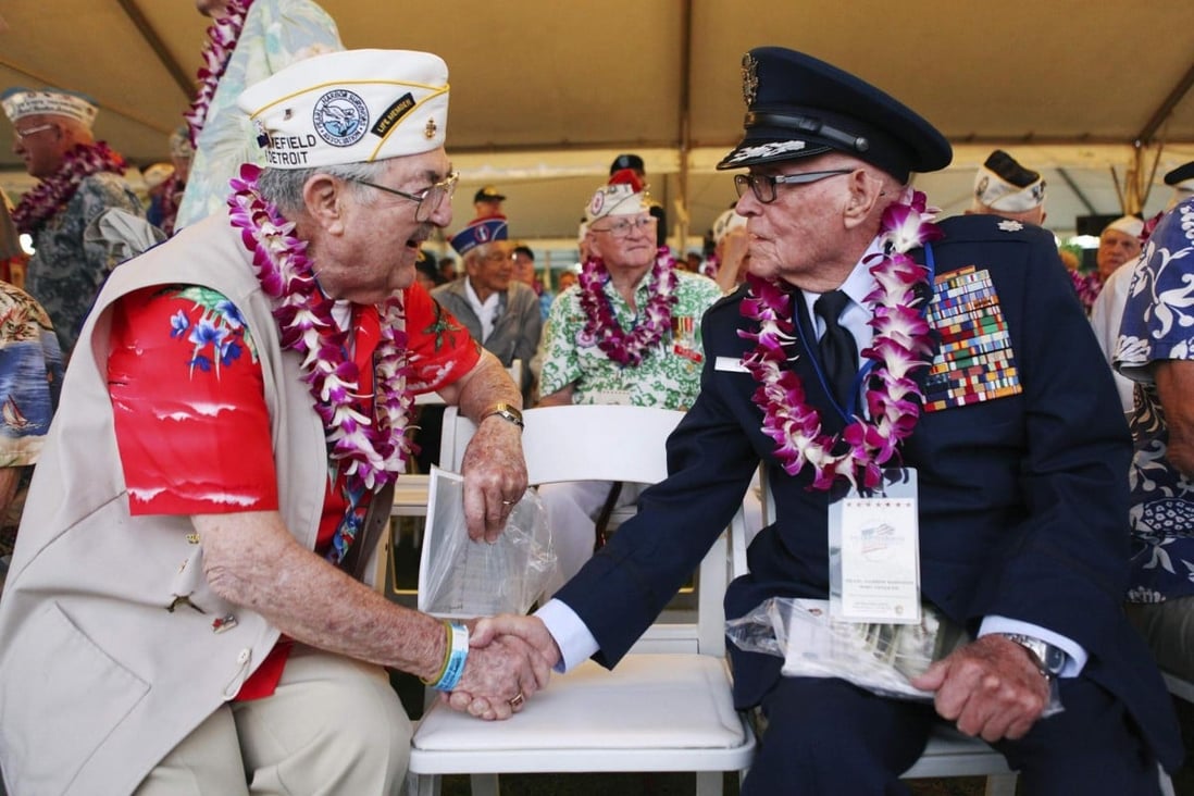 Pearl Harbour survivors share stories in Honolulu.Photo: Reuters