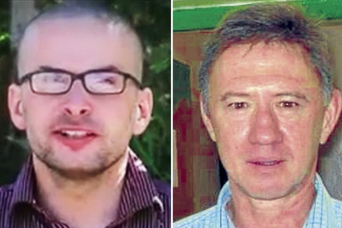 A man, who identified himself as Luke Somers (left), speaks in this still image taken from video purportedly published by al-Qaeda's Yemen branch. Somers and fellow hostage Pierre Korkie (right) were killed during a failed rescue attempt on Saturday. Photos: Reuters, EPA