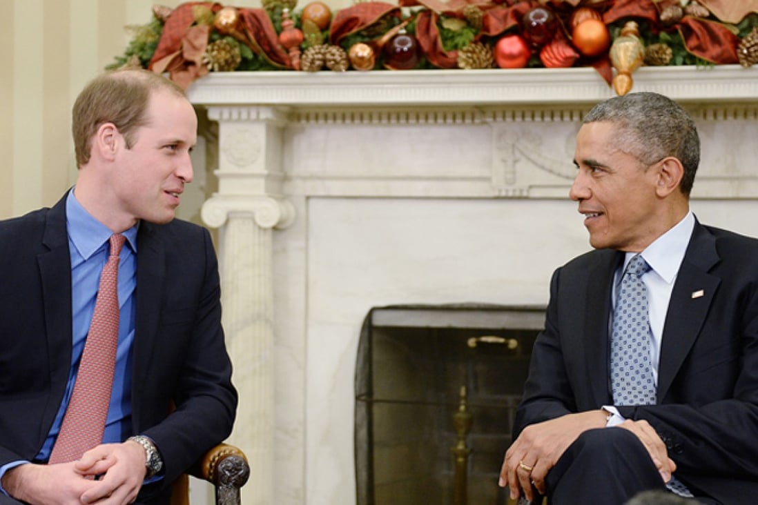 Prince William sits down for a meeting with US President Barack Obama. They discussed wildlife trafficking, among other issues. Photo: TNS