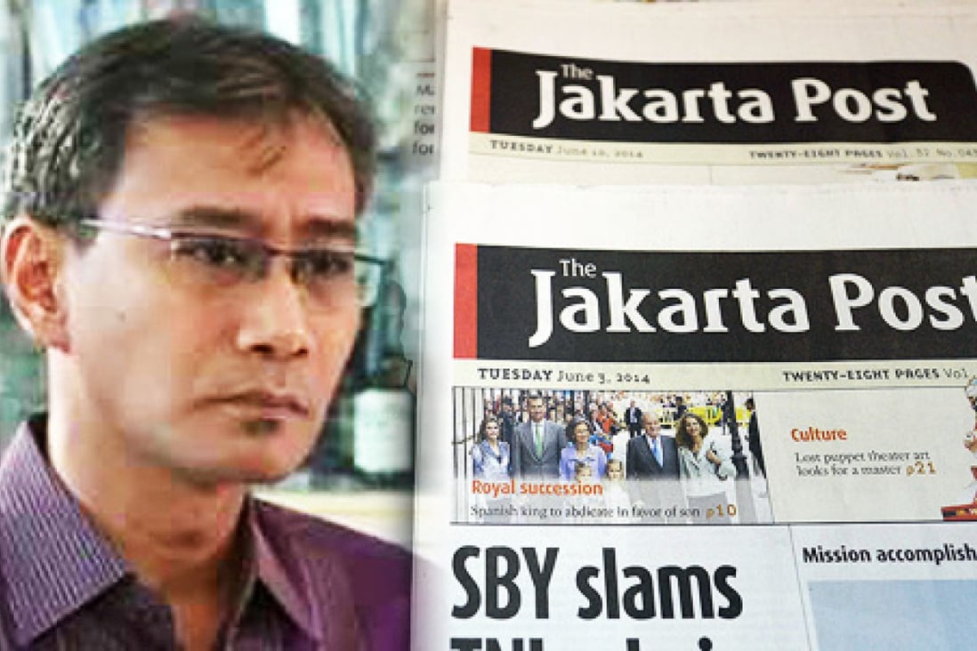 The Jakarta Post's editor chief editor Meidyatama Suryodiningrat face up to five years in prison. Photo: AFP