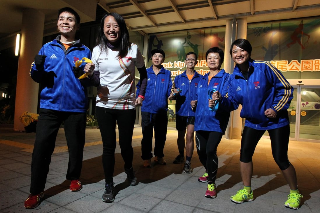Runners and guides Ho Wing-luen, Anky Chau Wing-sze, Jimmy Wong Kin-lok, Fu Tak-wah, Yau Kui-hing and Nora Wai Kin-chi. Photo: May Tse