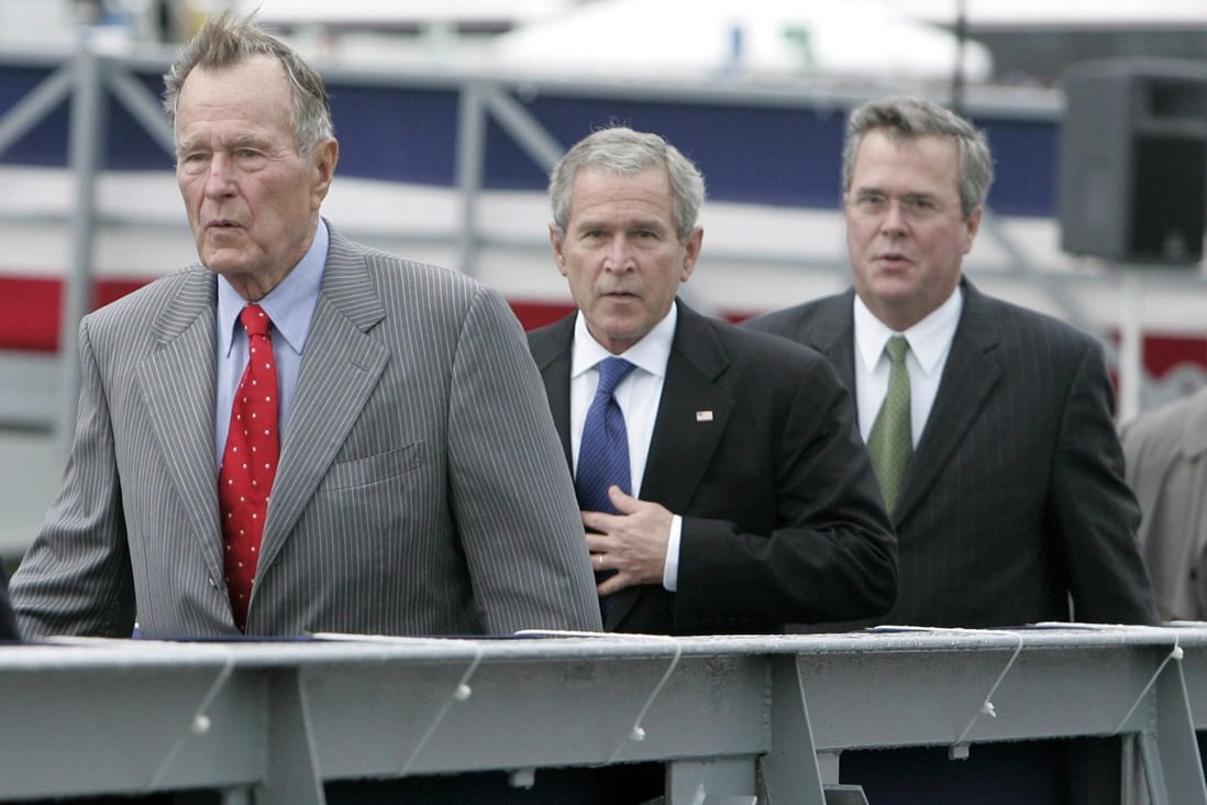 Jeb Bush (right) hopes to follow his father, George H.W. Bush, and brother George W. Bush into the White House. Photo: EPA