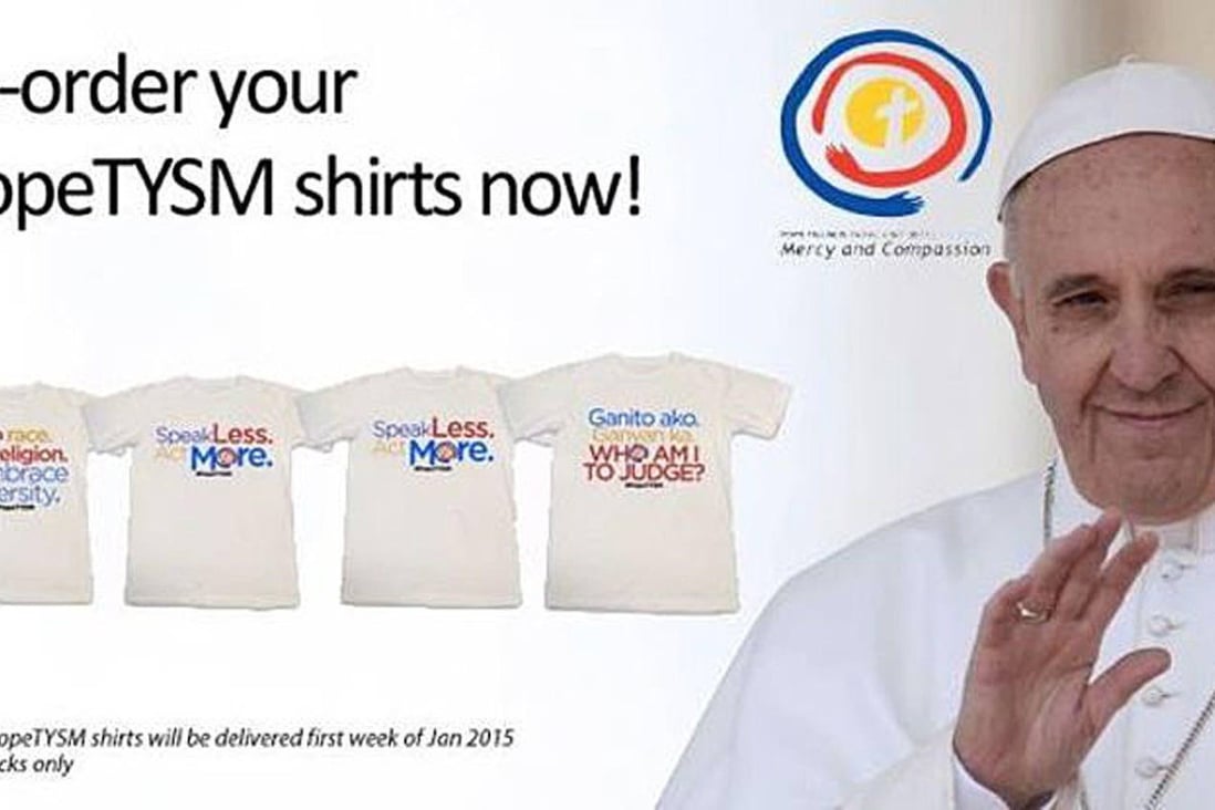 T-shirts meant to celebrate Pope Francis' visit. Photo: SCMP Pictures