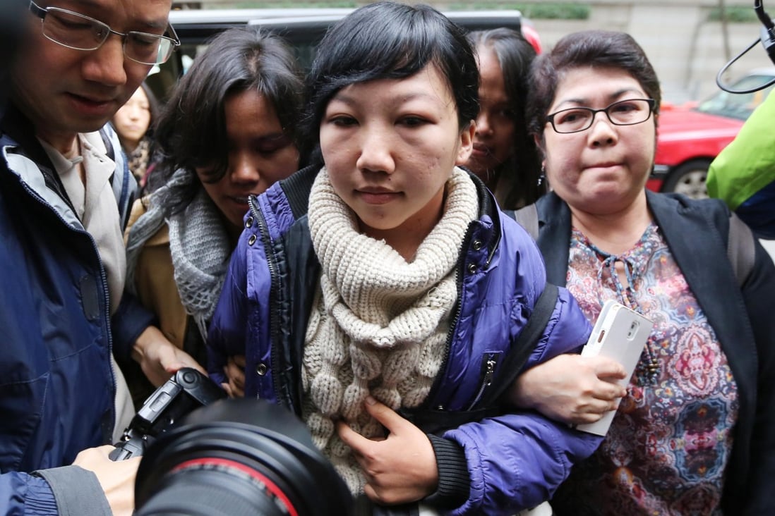 Erwiana outside the District Court. Photo: Sam Tsang