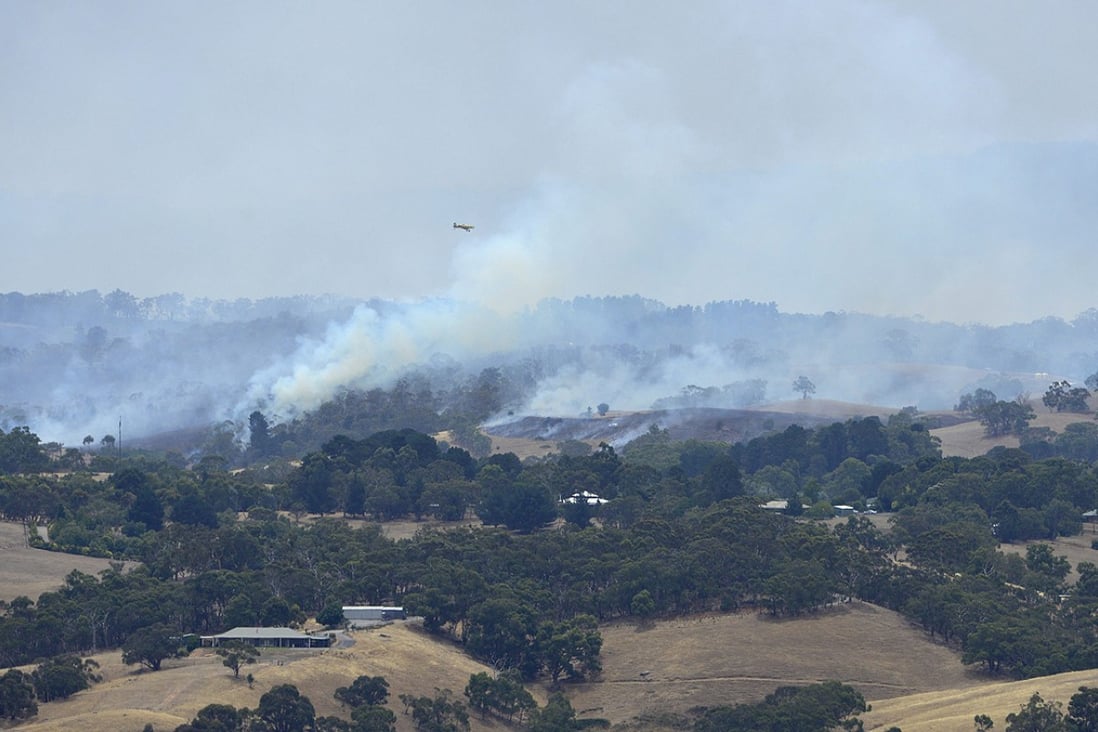  Bush fires forced the residents of 19 Adelaide Hills towns to seek shelter on Saturday. Photo:  EPA