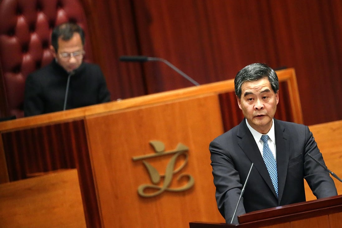 CY Leung gives his third policy address. Photo: Sam Tsang
