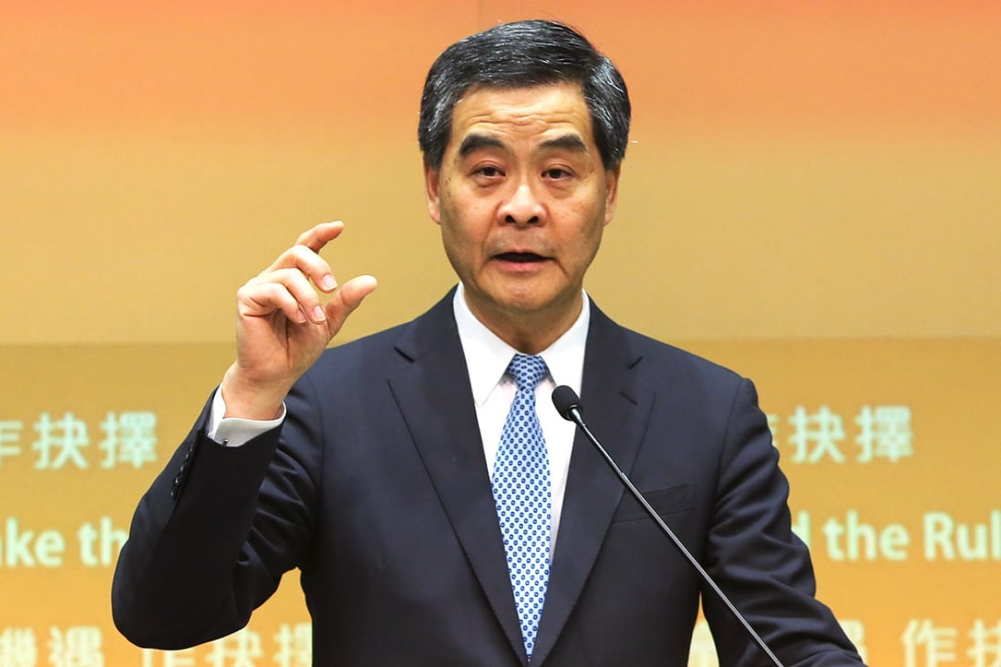 Leung Chun-ying used his annual policy address to discuss the city's place in the nation's constitutional framework and to hit out at calls for self-determination. Photo: Sam Tsang