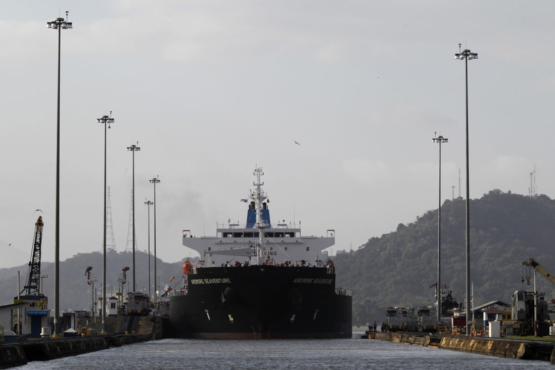 A cargo ship is seen at the Miraflores locks on the Panama canal. Photo: Reuters