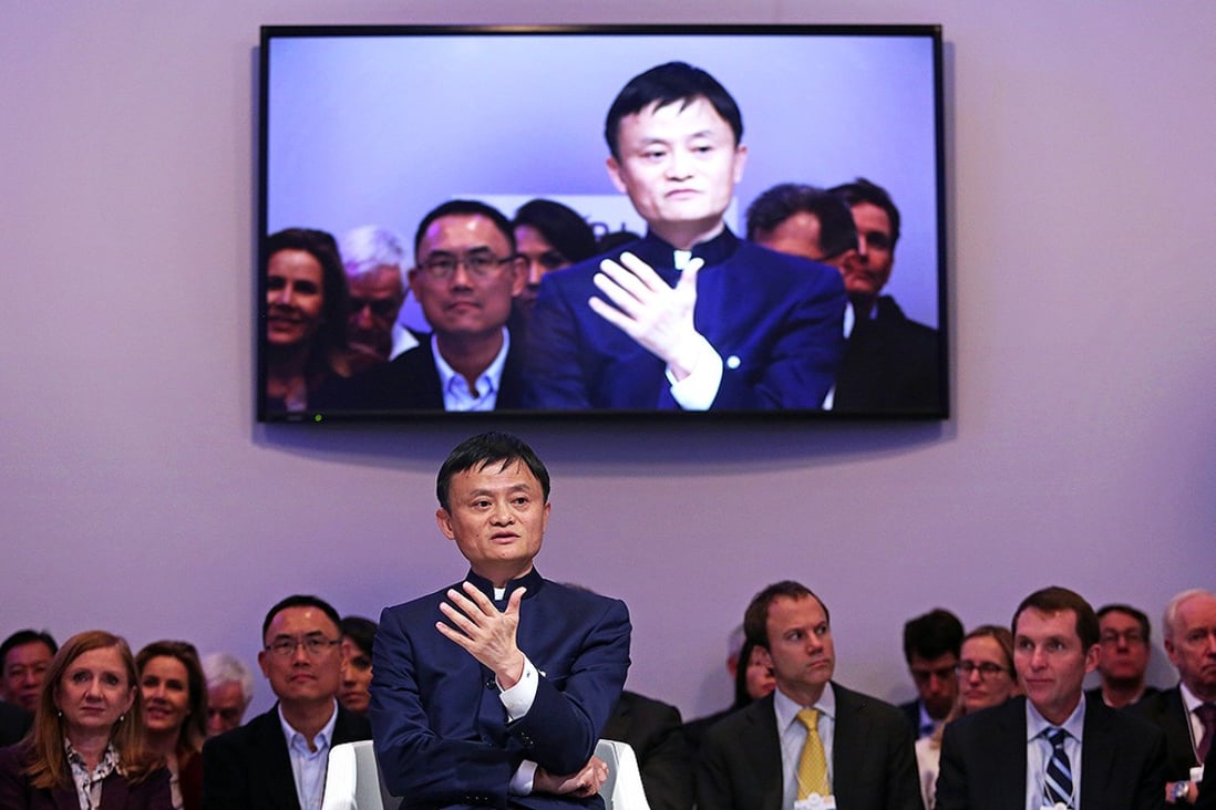 Jack Ma speaks at the World Economic Forum in Davos. Photo: EPA