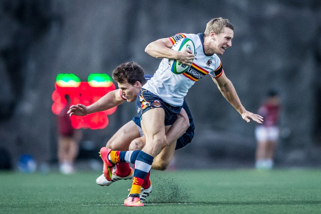 Tom McQueen is back from national sevens duty, but the HKCC winger is carrying a niggling injury. Photos: HKRFU