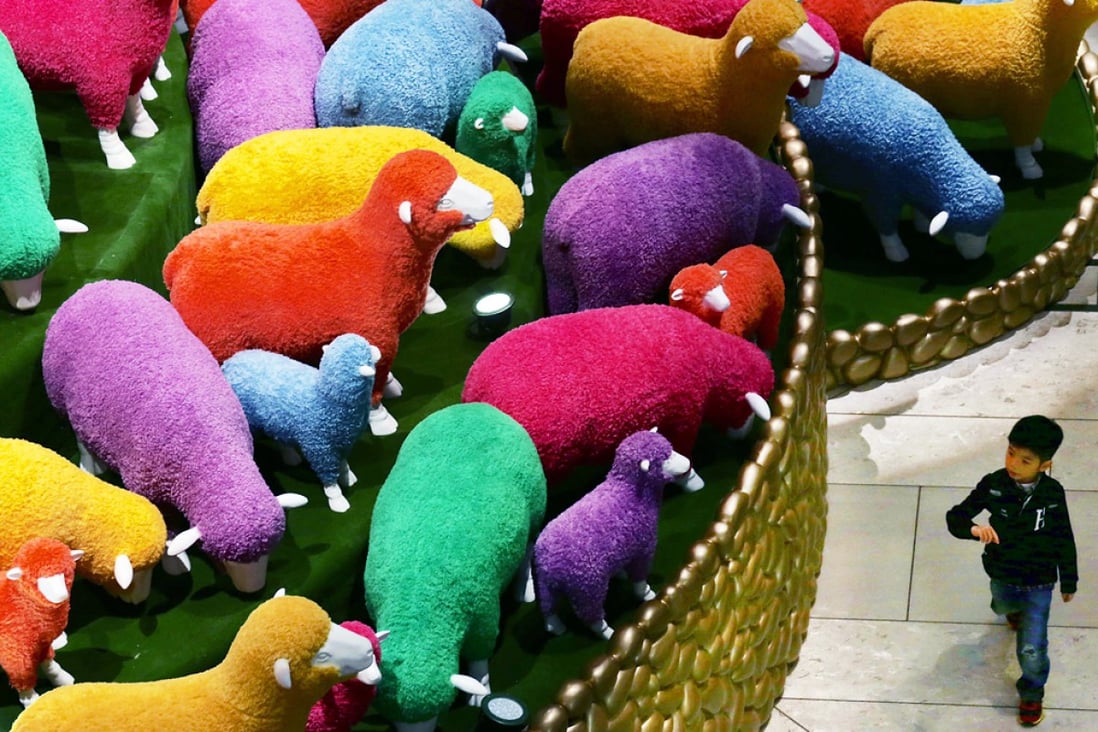 Decorations for the Year of the Sheep at the Landmark. Photo: Nora Tam