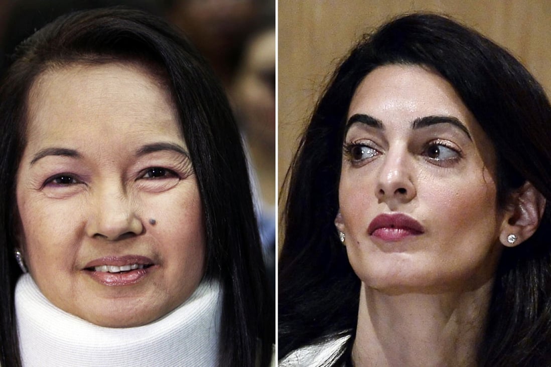 Ex-leader Gloria Arroyo (left) and rights lawyer Amal Clooney