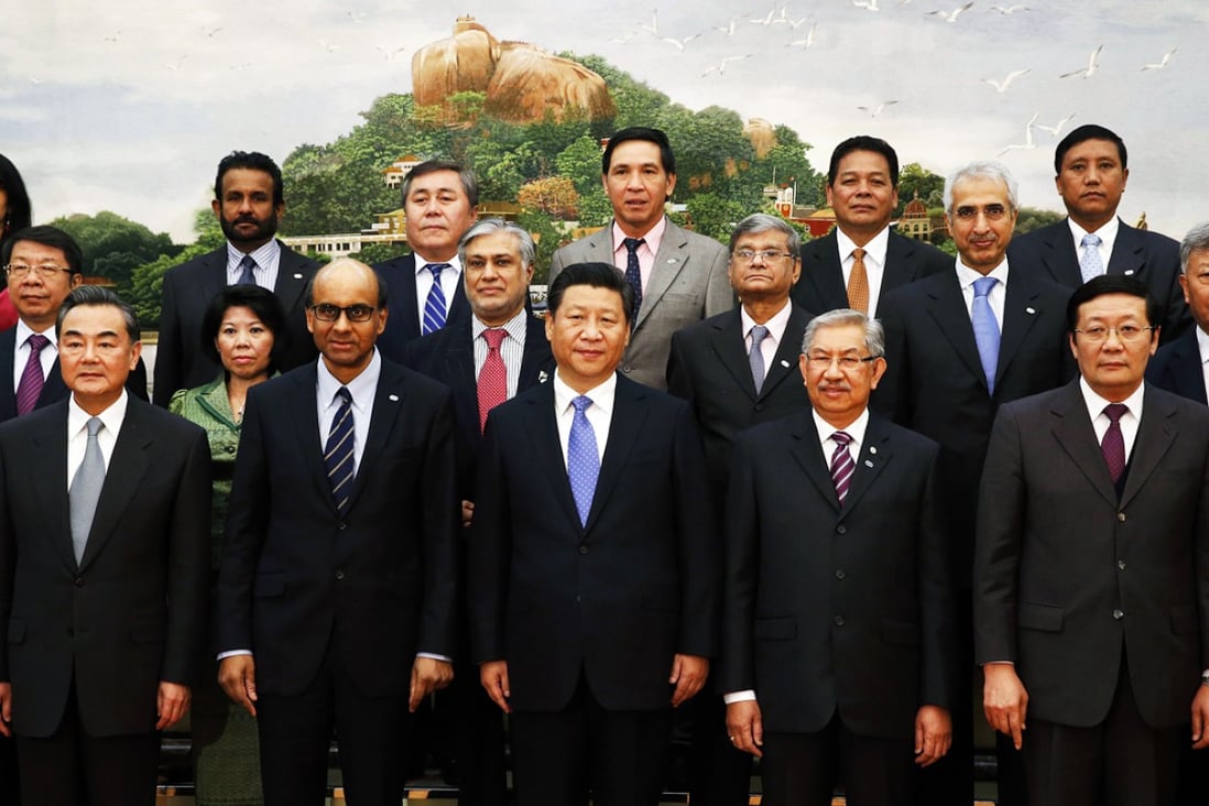President Xi Jinping (centre) with other leaders at the launch ceremony of the Asian Infrastructure Investment Bank last October in Beijing. Photo: Reuters