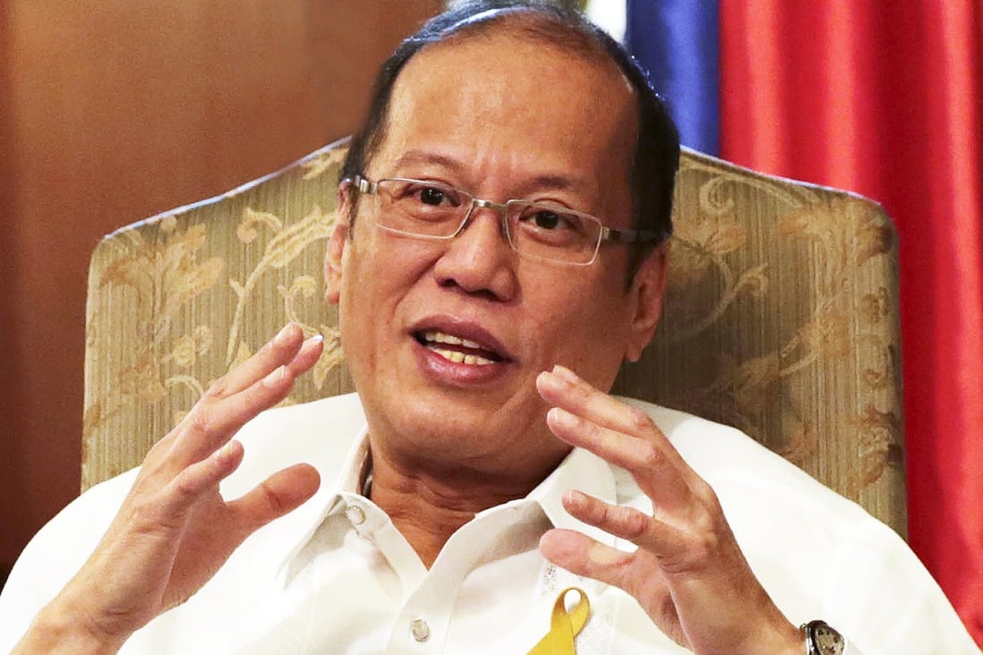 Philippine President Benigno Aquino during the interview at the presidential palace. The yellow ribbon is a symbol of his famous parents. Photo: SCMP Pictures