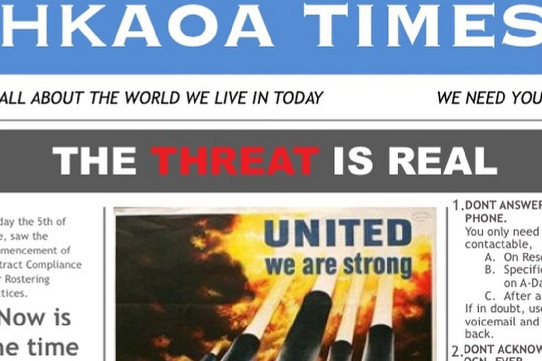 A letter from the union to members on rosters. Photo: SCMP Pictures