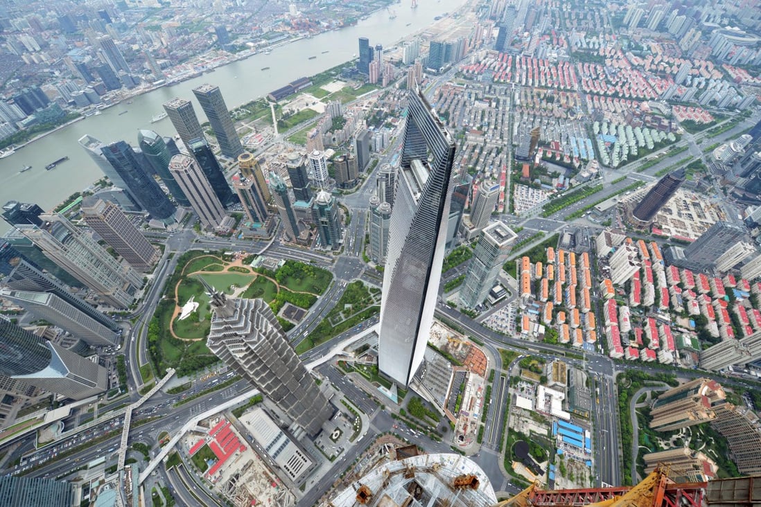 General view from the top of the under-construction Shanghai Tower in Shanghai. Photo: AFP