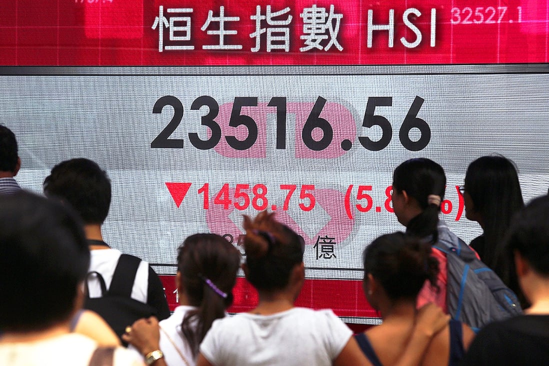 The Hang Seng Index dropped over 2,100 points on Wednesday as a rout in the mainland spilled over into Hong Kong. Photo: Sam Tsang