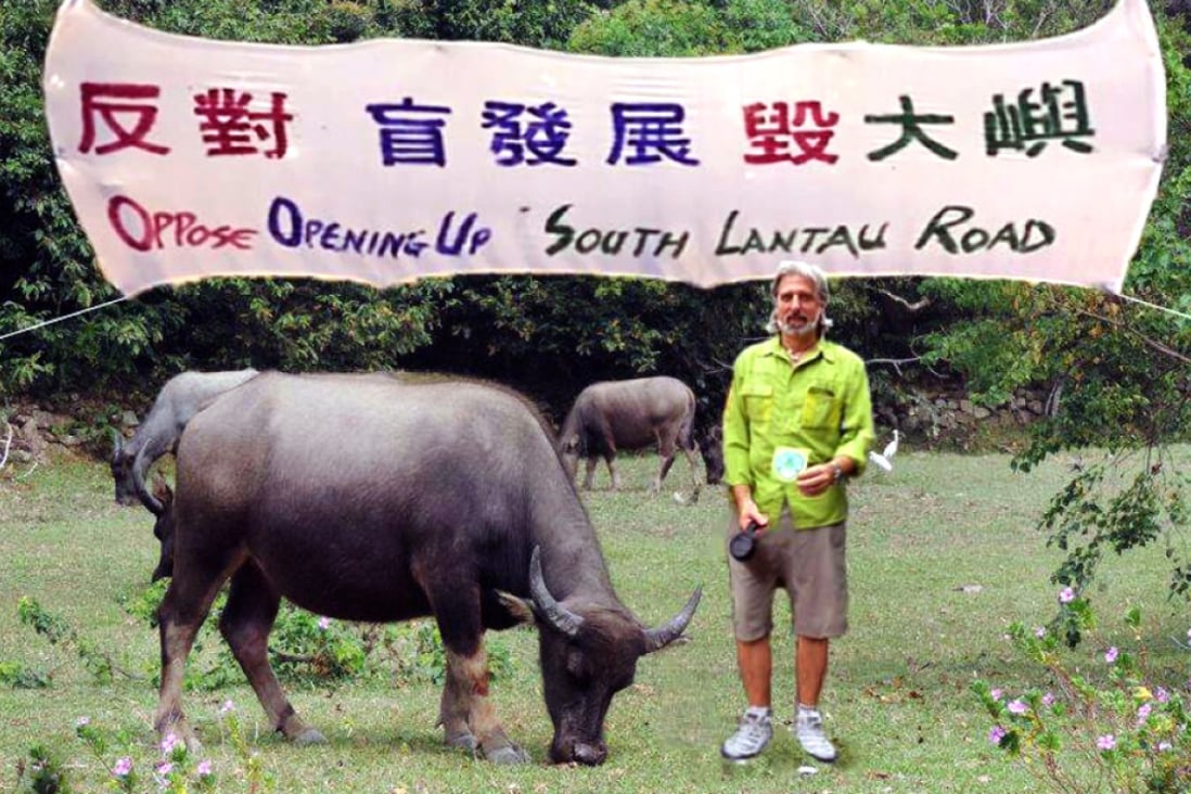 Paul Zimmerman objects the Open of South Lantau Road. Photo: Save Lantau Alliance