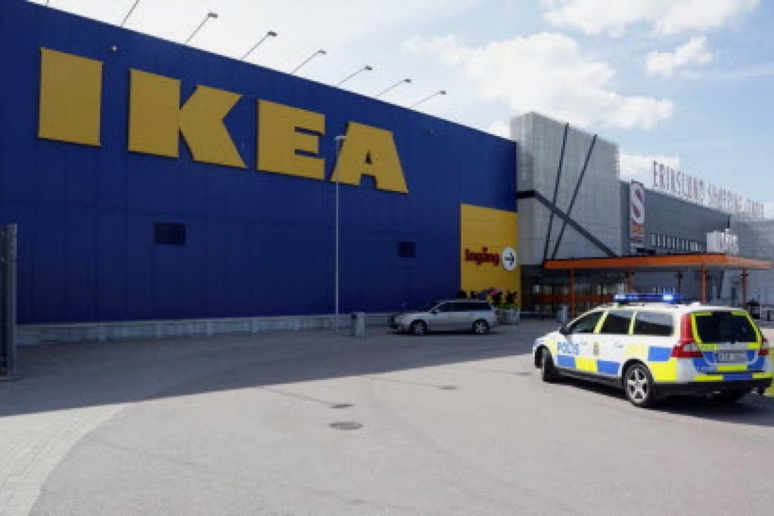 Police outside the branch of Ikea in the central Swedish town of Vasteras. Photo: AFP