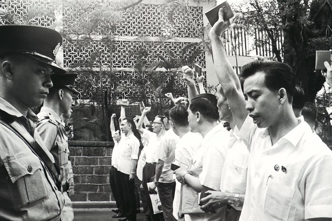 Police come face to face with protesters wielding Mao's "little red book" in 1967. Photo: SCMP Pictures
