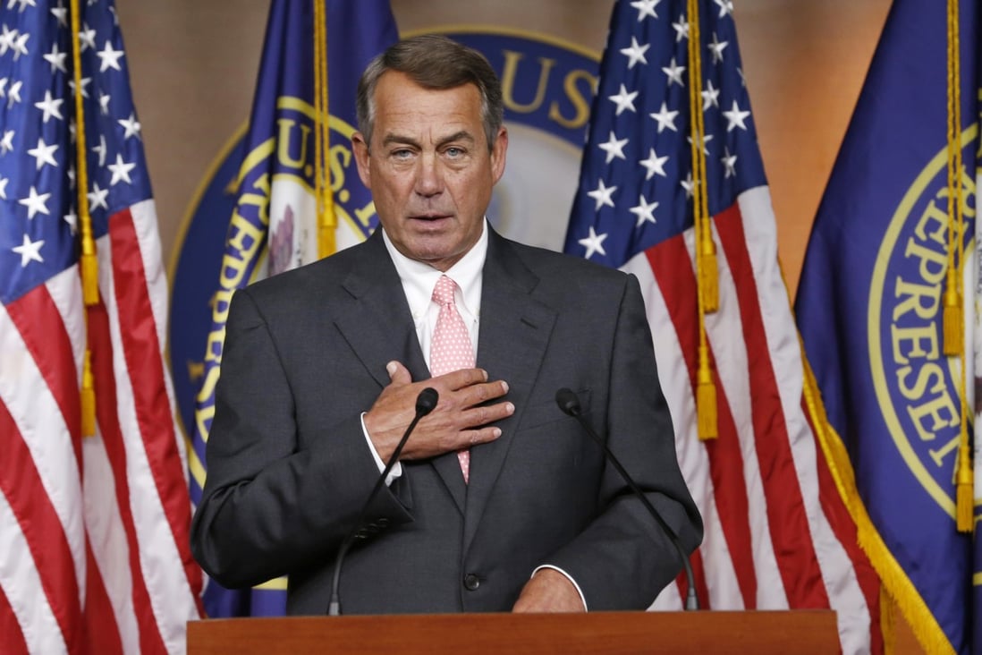 Just as US President Barack Obama was welcoming Xi Jinping to Washington, US House Speaker John Boehner (above) announced his resignation from Congress. Photo: AP

Major American bro