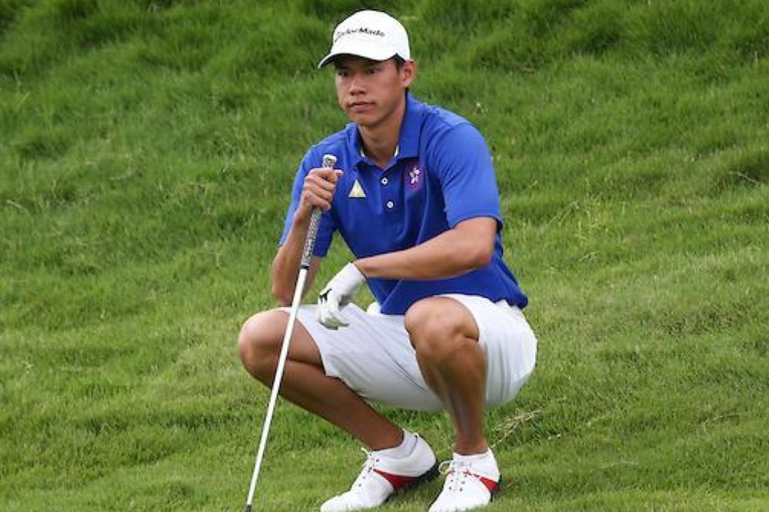 Hong Kong's Matthew Cheung tries to find his line on the ninth hole on Friday. Photo: AAC