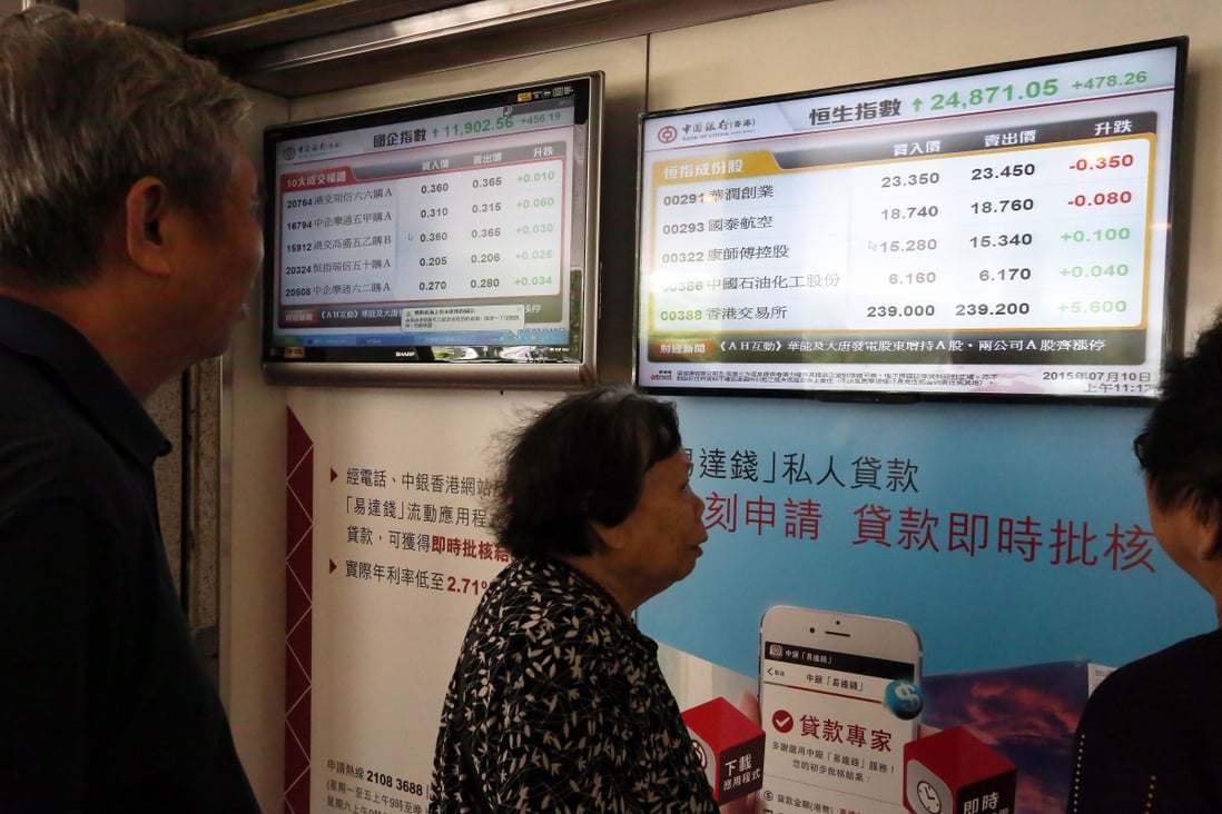 An elderly woman eyes stock prices in Hong Kong as homegrown hedge funds in China face a shake-out in the industry. Photo: Felix Wong