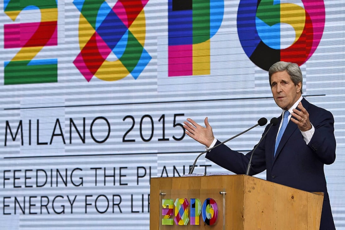US Secretary of State John Kerry spoke at the Milan Expo, whose theme this year is "Feeding the Planet, Energy for Life." Photo: AFP