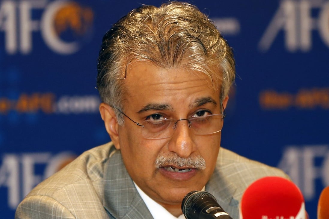 Sheikh Salman bin Ebrahim al-Khalifa, head of the Asian Football Confederation, is seeking the Fifa presidency but is accused of human rights abuses. Photo: AP