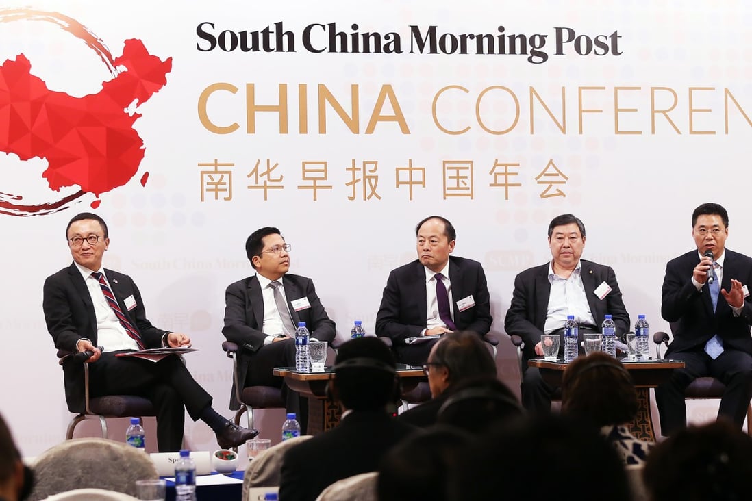 From left, Frank Lyn, China and Hong Kong Markets Leader, PwC; Meng Liang, Founder Partner, Ascendent Capital Partners; John Zhao, Chairman of Hony Capital; Li Qing Hua, Director and CEO, China Taiping Insurance(HK); Chen Shuang, Executive Director and CEO, China Everbright. Photo: K.Y. Cheng