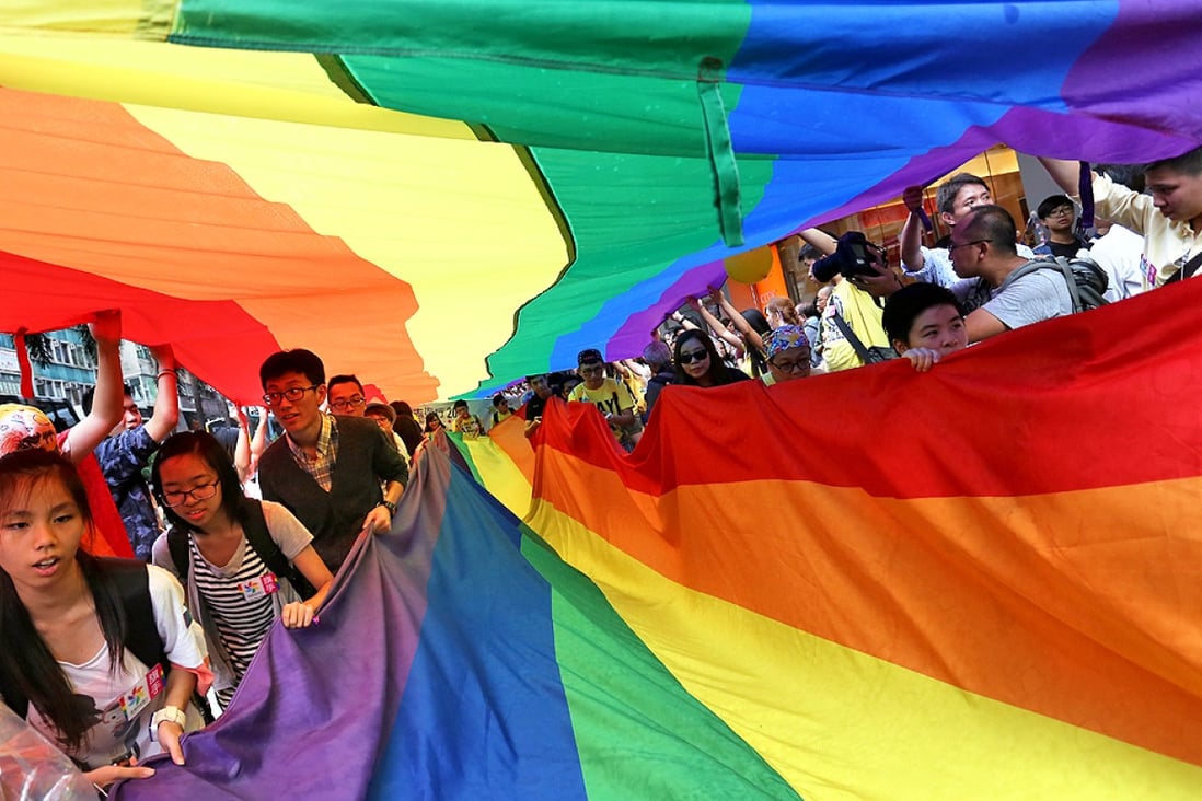 Hong Kong's streets were coloured by rainbow flags as protesters marched in the city's annual gay pride parade this Saturday. Photo: Jonathan Wong