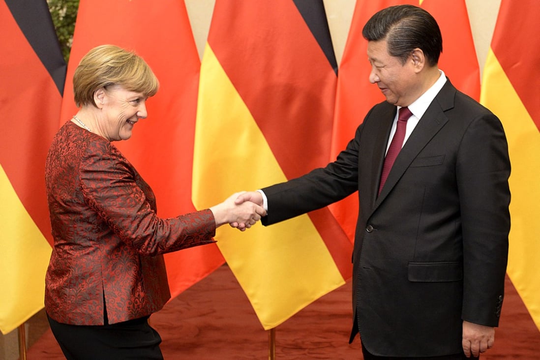 Xi Jinping with Angela Merkel in Beijing last month. Photo: AP