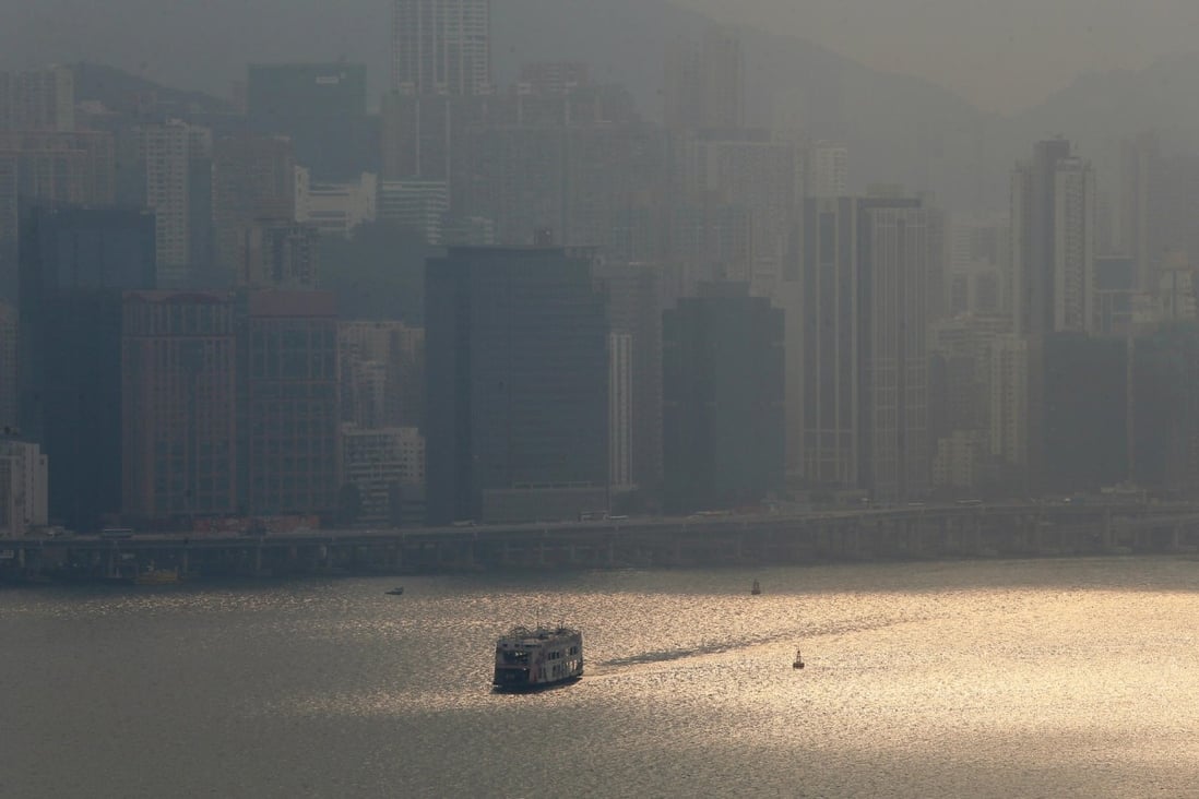 A hazy blanket over Victoria Harbour. Tuen Mun, Kwun Tong and Tung Chung were ranked worst for air pollution. Photo: Dickson Lee