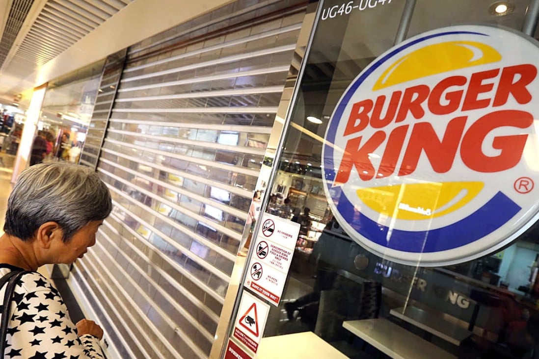Five Burger King outlets suddenly closed, leaving workers in the dark. Photo: Dickson Lee