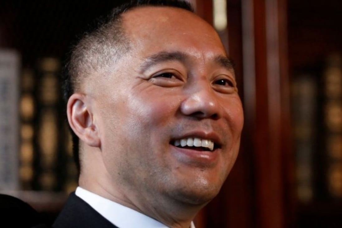 Fugitive Chinese businessman Guo Wengui speaks during an April interview in New York. Photo: Reuters