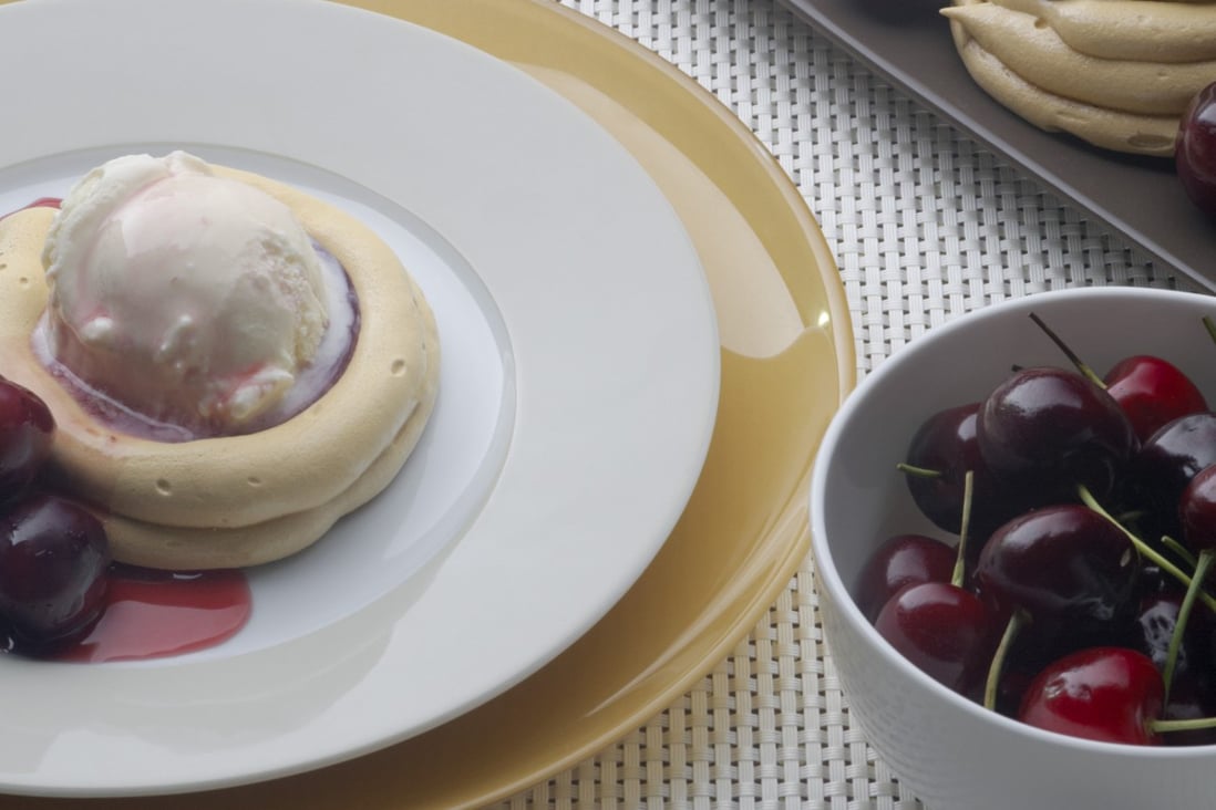 Autumn dessert recipes brown sugar meringues with cherries, and