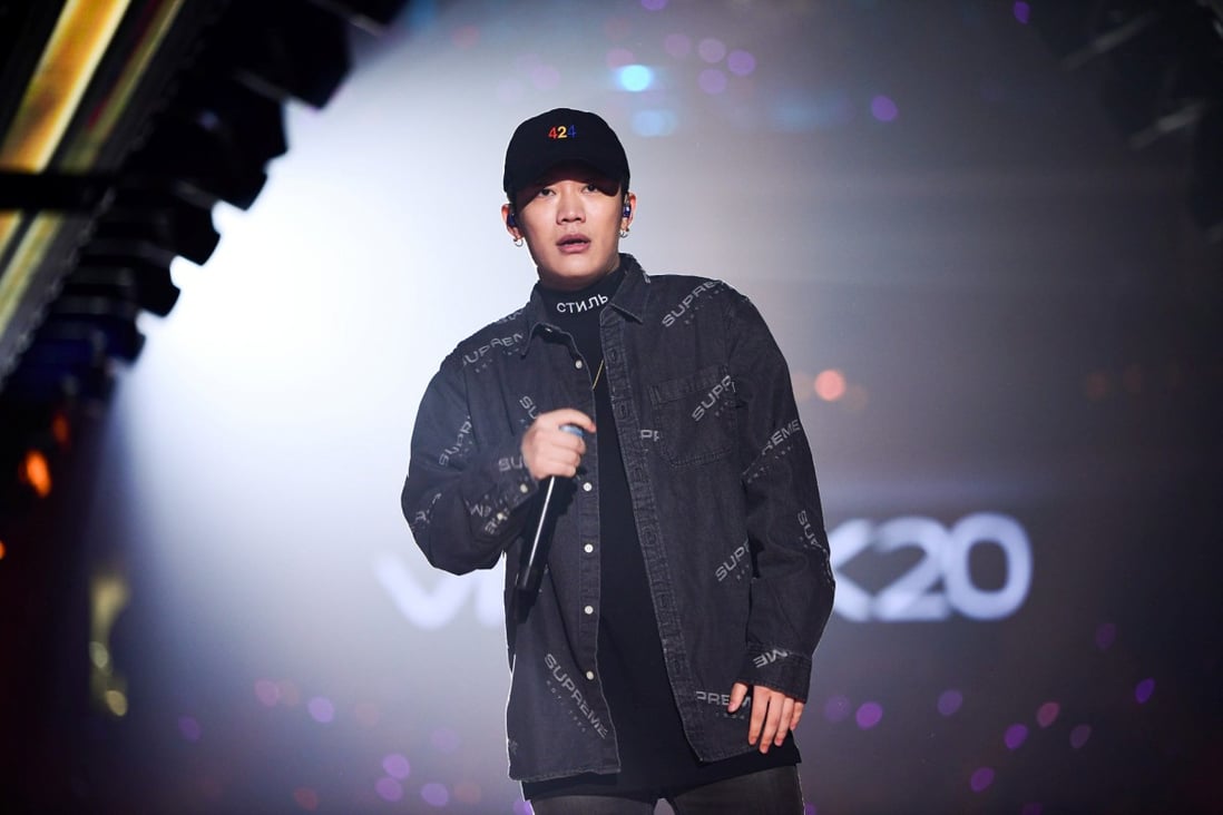 Chinese rap singer PG One performs during a New Year concert in Guangzhou, China on January 1, 2018.