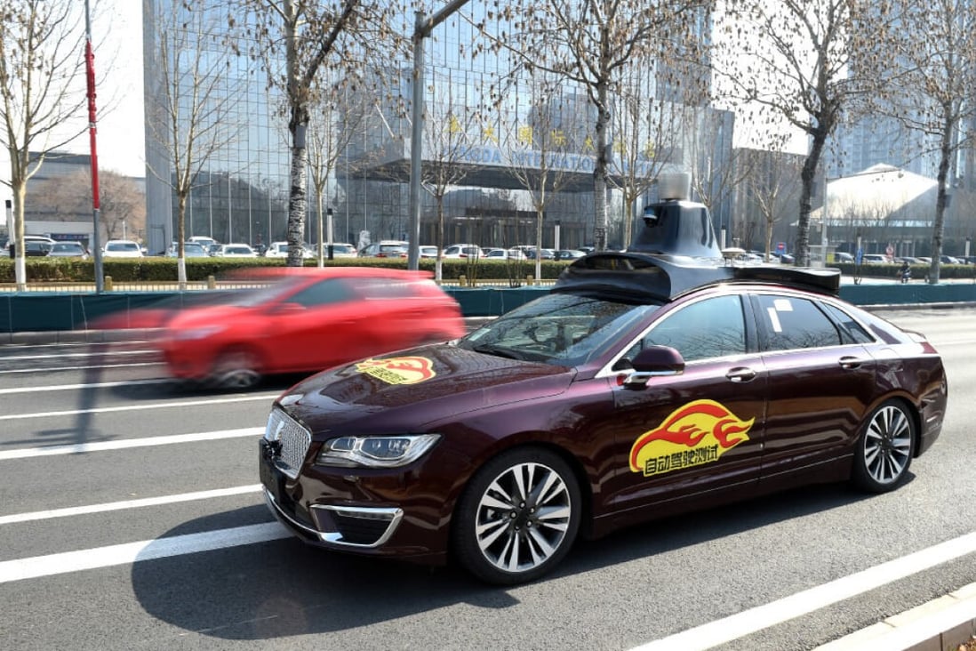 A self-driving vehicle on a road in Beijing (Picture: Xinhua)