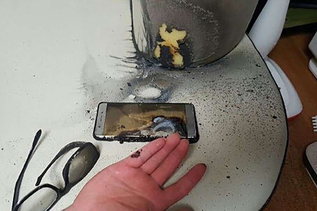 A Samsung Galaxy Note 7 smartphone, pictured after its battery exploded. (Picture: AFP)