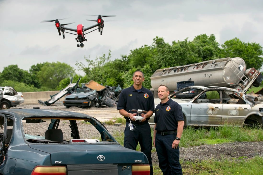 DJI’s Inspire 1 getting a demonstration at the Austin Fire Department Training Academy in Texas. (Picture: Jay Janner/Austin American-Statesman)