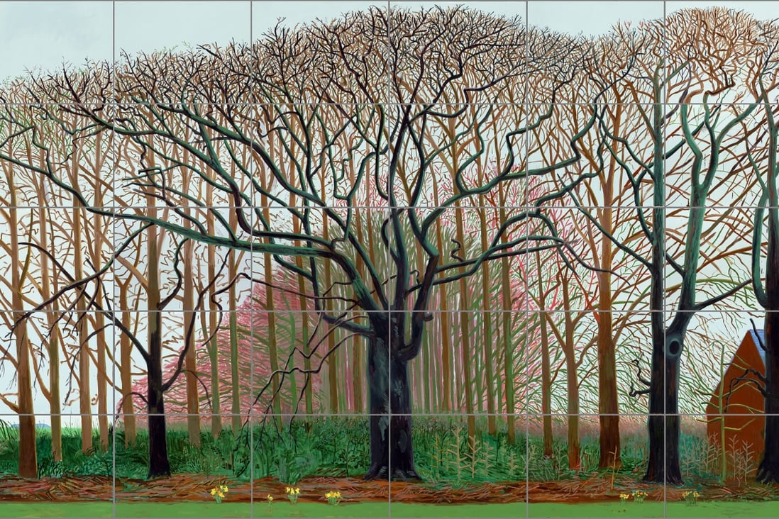 David Hockney (born 1937), Bigger Trees near Warter or / ou Peinture sur le Motif pour le Nouvel Age Post-Photographique, 2007 (detail). Oil paint on 50 canvases (914 x 1219 mm each), 4.6 x 12.2 m overall. Tate: Presented by the artist 2008 ©  David Hockney, Photo Credit: Prudence Cuming Associates; Collection Tate, U.K.