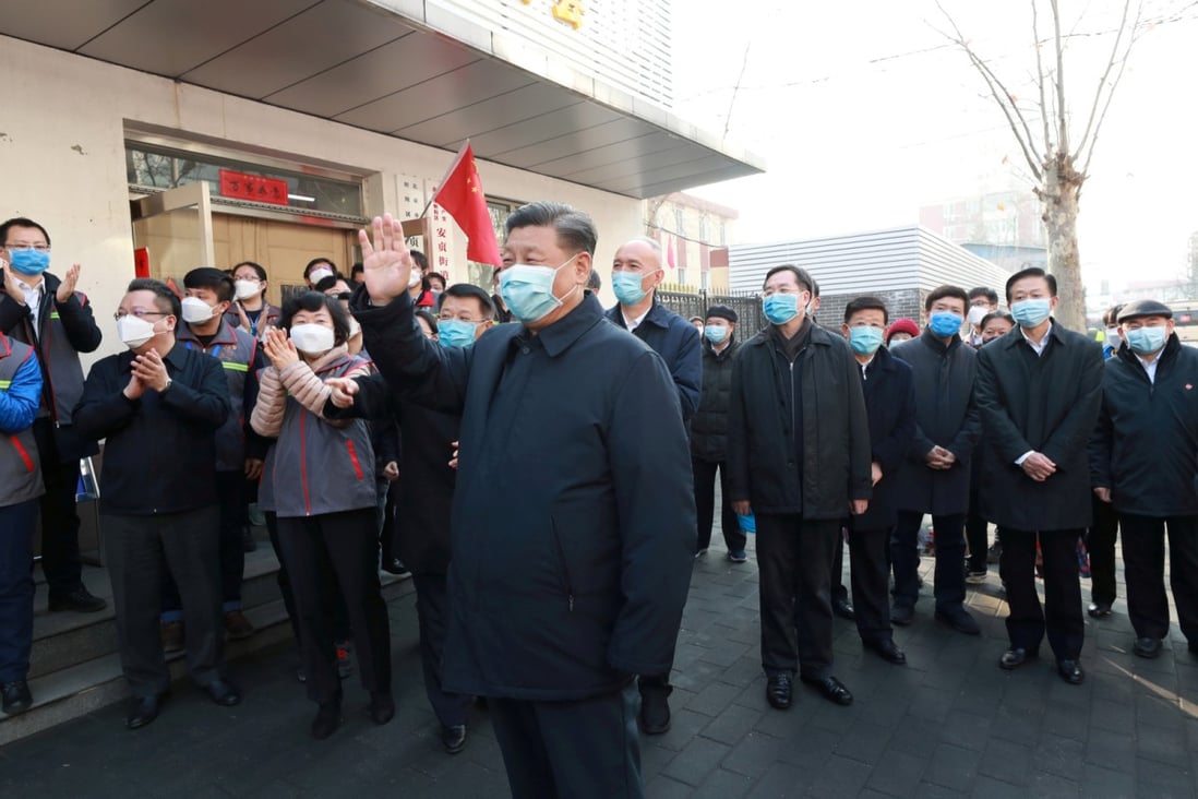 Chinese President Xi Jinping inspects the coronavirus prevention and control work in Beijing on February 10. (Picture: Xinhua)