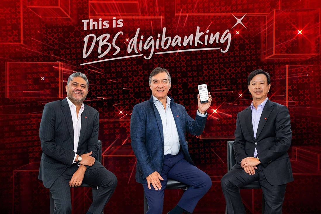 Nimish Panchmatia, Head of Global Transaction Services at DBS; Sebastian Paredes, CEO at DBS Hong Kong; and Alex Cheung, Managing Director, Head of Institutional Banking Group at DBS Hong Kong. 